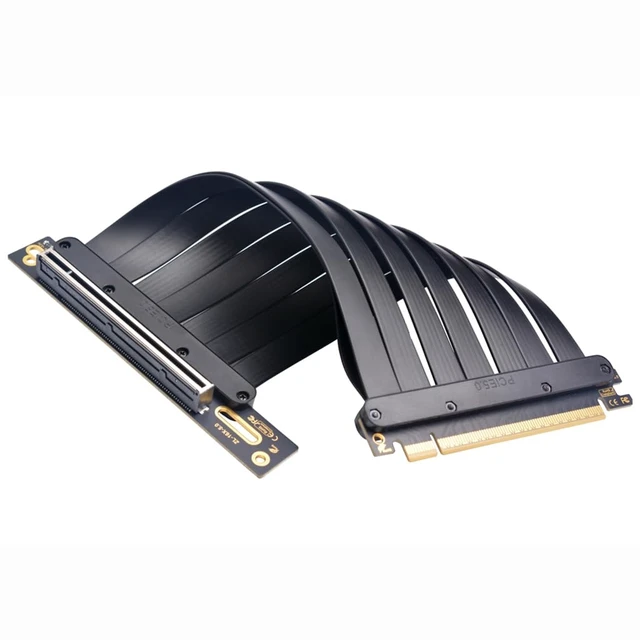 Alt view image 6 of 7 - PCIe 5.0 x16 GPU Extension Cable for ITX Cases, Gen 5 Graphics Card Riser Cable for Vertical GPU Mounting, Backward Compatible with PCIe 4.0/3.0 (20 cm, 90°)