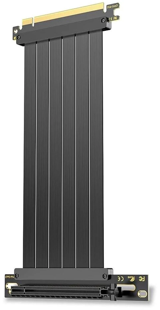 Main image of PCIe x16 GPU Extension Cable Vertical Mount Riser Compatible with RTX 40/30/20 Series, RX 7000/6000 Series GPU (PCIe3.0, 10CM 180° to 90°)