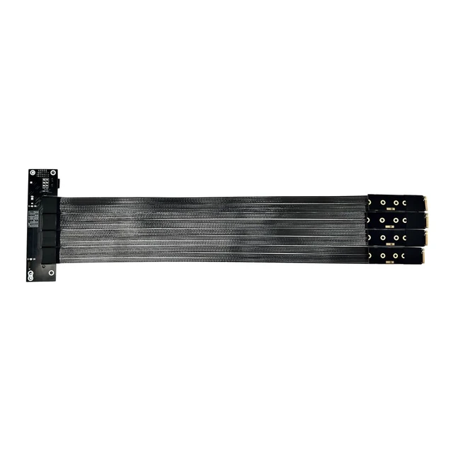 Alt view image 6 of 6 - PCIe 5.0 x16 to x16 Bifurcation Riser Cable 512Gbps HighSpeed Supports x8+x8 Splitting for GPU Expansion (K4S-F34C-25cm)