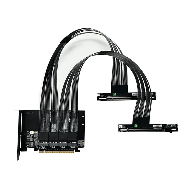 Alt view image 6 of 6 - PCIe 5.0 x16 to x16 Bifurcation Riser Cable 512Gbps HighSpeed Supports x8+x8 Splitting for GPU Expansion (K4S-F34C-D8S-50cm)