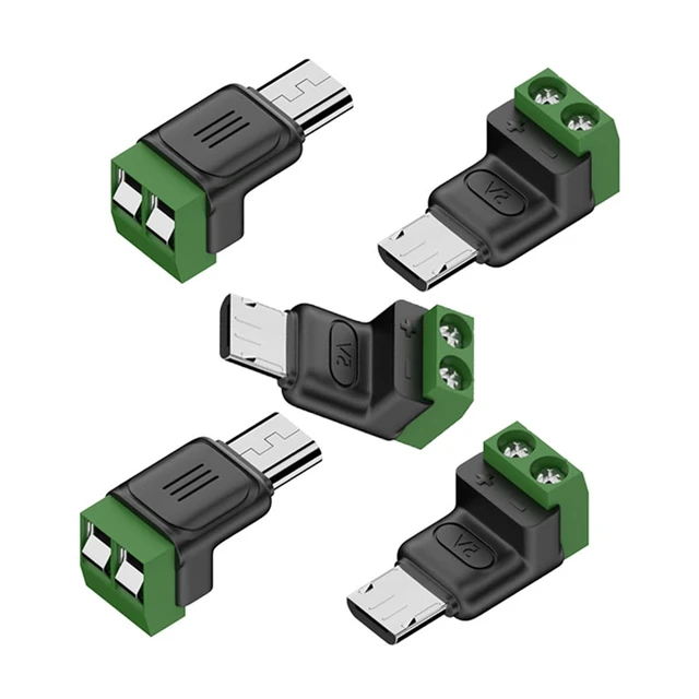 Main image of DIY OEM Micro USB 5Pin Male Connector to 2Pin Terminal DIY OEM Repair Solderless Connector DC 5V Power (5pcs/Set)