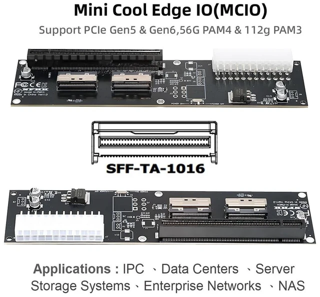 Alt view image 7 of 7 - Dual Mini Cool Edge IO SFF-TA-1016 MCIO 8X to PCI-E 5.0 PCI-Express 16X VROC Adapter for Mainboard Graphics Card