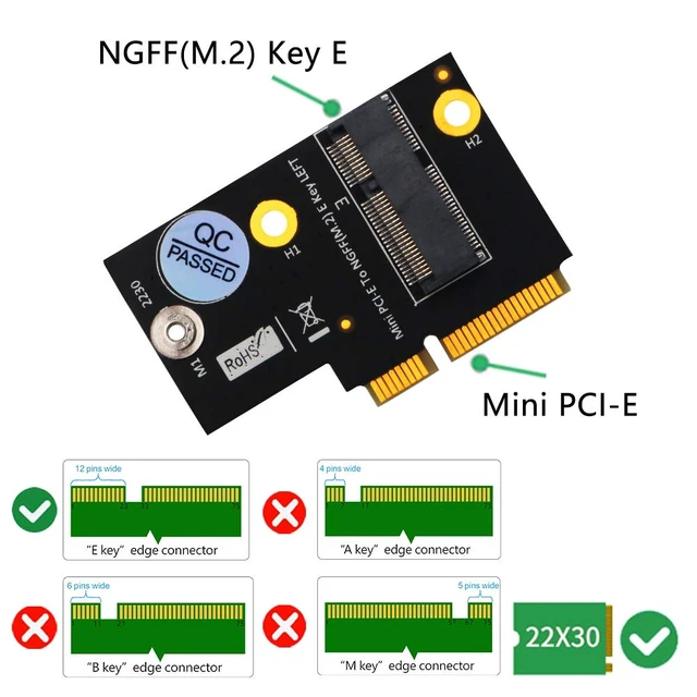 Alt view image 4 of 5 - NGFF M.2 (Key-A+E/Key-E) to Half-Size Mini PCI-E Express Card,Compatible with Intel AX201 AX200 9260 8265 8260 7260 Card