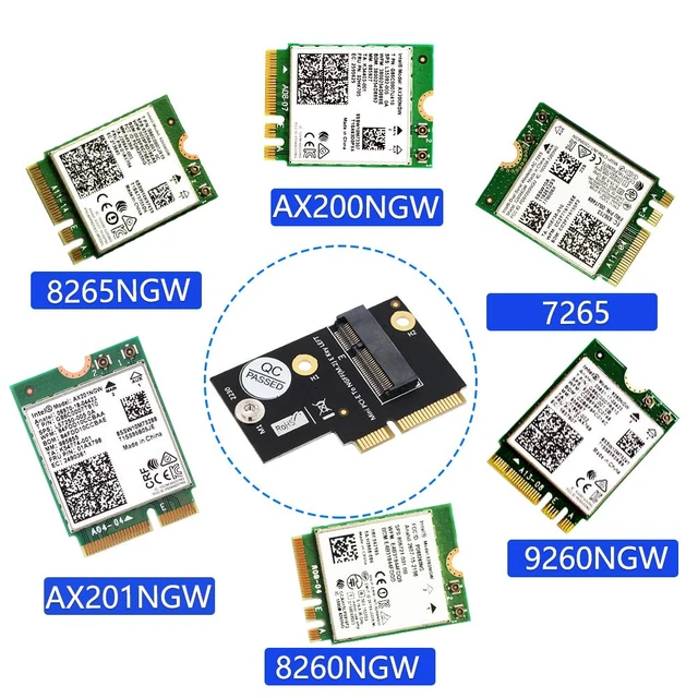 Alt view image 5 of 5 - NGFF M.2 (Key-A+E/Key-E) to Half-Size Mini PCI-E Express Card,Compatible with Intel AX201 AX200 9260 8265 8260 7260 Card