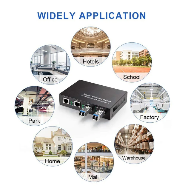 Alt view image 7 of 7 - Gigabit Ethernet Media Converter, Singlemode Dual LC, 1.25Gb/s 2X 10/100/1000Base-T RJ45 Networks Ethernet to 2X 1000Base-X SFP Fiber Converter with 2X Gigabit SFP 1000Base-LX Transceiver