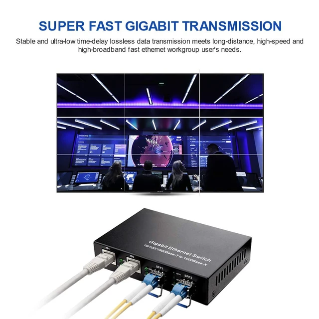 Alt view image 4 of 7 - Gigabit Ethernet Media Converter, Singlemode Dual LC, 1.25Gb/s 2X 10/100/1000Base-T RJ45 Networks Ethernet to 2X 1000Base-X SFP Fiber Converter with 2X Gigabit SFP 1000Base-LX Transceiver