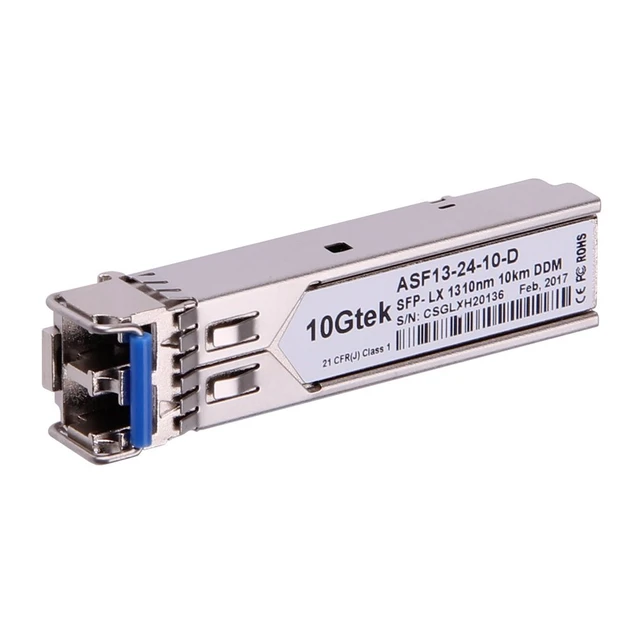 Alt view image 2 of 4 - 1000Base-LX Gigabit SFP LC SingleMode Transceiver Module for Cisco GLC-LH-SMD, Meraki MA-SFP-1GB-LX10, Ubiquiti UniFi, Fortinet, Mikrotik, TP-Link TL-SM311LS, 1310nm, DDM, 10km, Pack of 10