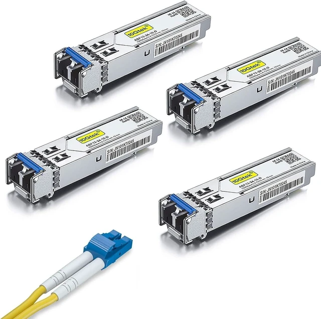 Main image of 1 Pack of 30M LC to LC OS2 Fiber Patch Cable & 4 Pack of 1.25G SFP 1000Base-LX Transceiver