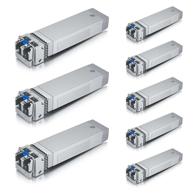 Alt view image 2 of 6 - 10GBase-LR SFP+ Transceiver, 10G 1310nm SMF SingleMode Fiber Optic Module, 10km, for Cisco SFP-10G-LR, Meraki MA-SFP-10GB-LR, Ubiquiti UniFi UF-SM-10G, Fortinet, Mikrotik, Netgear, Pack of 8