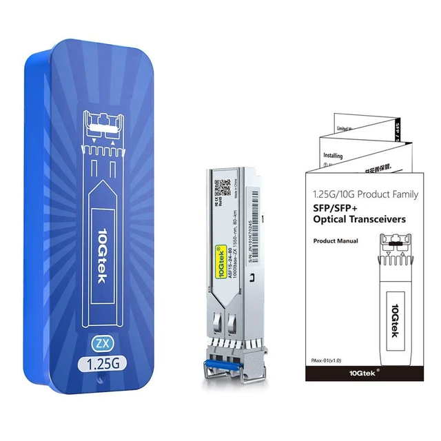 Alt view image 5 of 6 - 1.25G 1000Base-ZX SFP Transceiver, 1550nm SMF, up to 80 km, for Cisco GLC-ZX-SMD, Ubiquiti UniFi, Mikrotik, D-Link, Supermicro, Netgear, TP-Link, Broadcom, Linksys and More.