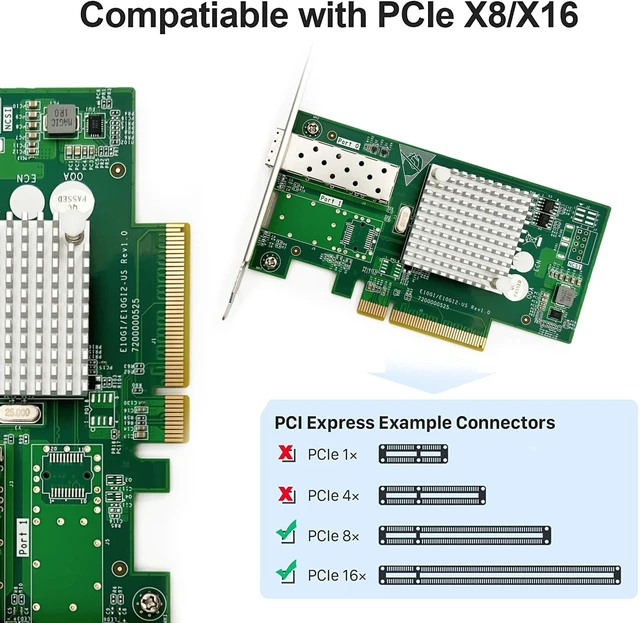 Alt view image 7 of 7 - 10Gb PCI-E NIC Network Card with Intel 82599EN, Single SFP+ Port