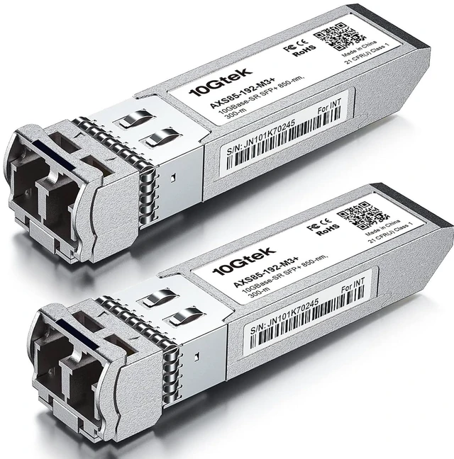 Main image of Industrial Grade 10GBase-SR SFP+ Transceiver, 10G 850nm MMF, up to 300 Meters, Compatible with Cisco SFP-10G-SR, Meraki MA-SFP-10GB-SR, Ubiquiti UniFi UF-MM-10G, Fortinet, Netgear and More,2 Pack