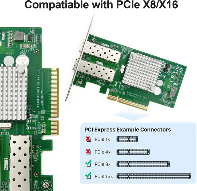 Alt view image 6 of 7 - 10Gb PCI-E NIC Network Card with Intel 82599ES, Dual SFP+ Ports
