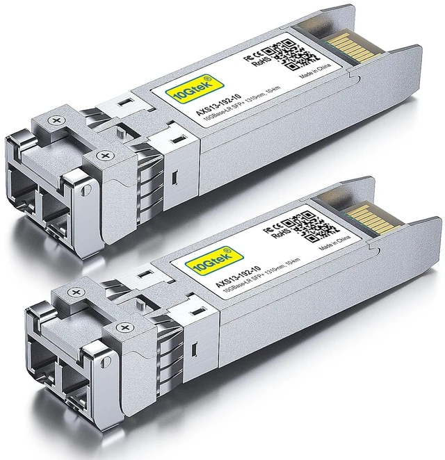 Alt view image 2 of 6 - 10GBase-LR SFP+ Transceiver, 10G 1310nm SMF SingleMode Fiber Optic Module, 10km, for Cisco SFP-10G-LR, Meraki MA-SFP-10GB-LR, Ubiquiti UniFi UF-SM-10G, Fortinet, Mikrotik, Netgear, Pack of 2