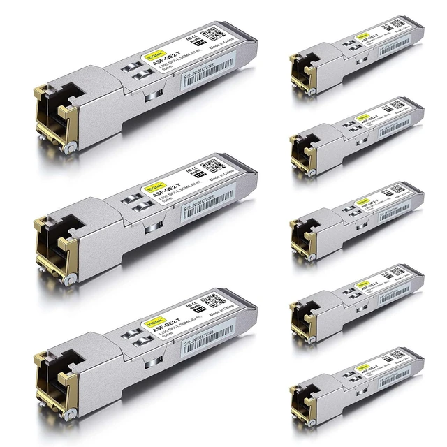 Alt view image 2 of 7 - 10/100/1000Base-T Copper SFP, Auto-Negotiation SFP to RJ45 Mini-GBIC Transceiver for Cisco GLC-T/SFP-GE-T, Pack of 8