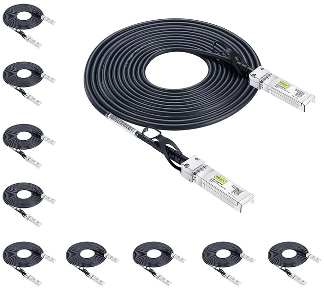 Main image of SFP+ DAC Twinax Cable - 10GBASE-CU Passive Direct Attach Copper SFP Cable for Cisco SFP-H10GB-CU7M, Ubiquiti UniFi UC-DAC-SFP+, Meraki, Fortinet, D-Link, 26AWG, 7-Meter(23ft), 10-Pack