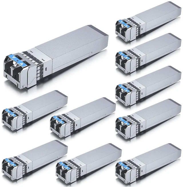 Main image of 10GBase-LR SFP+ Transceiver, 10G 1310nm SMF SingleMode Fiber Optic Module, 10km, for Cisco SFP-10G-LR, Meraki MA-SFP-10GB-LR, Ubiquiti UniFi UF-SM-10G, Fortinet, Mikrotik and More, Pack of 10