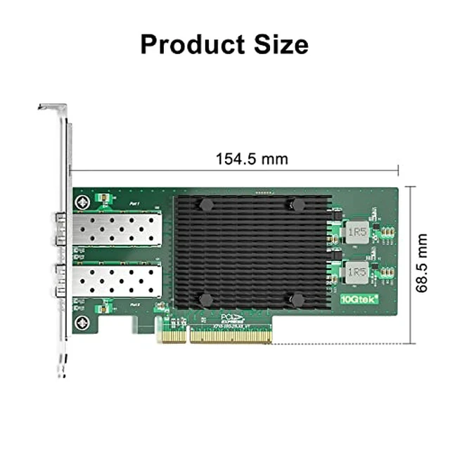 Alt view image 4 of 6 - 1 Pack of 10Gb PCI-E NIC Network Card Compare to Intel X710-DA2 and 1 Pack of 1 Meter(3.3ft) SFP+ DAC Twinax Cable,Compatible with Mikrotik S+DA0001