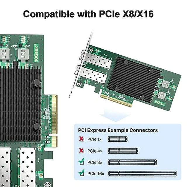 Alt view image 3 of 6 - 1 Pack of 10Gb PCI-E NIC Network Card Compare to Intel X710-DA2 and 1 Pack of 1 Meter(3.3ft) SFP+ DAC Twinax Cable,Compatible with Mikrotik S+DA0001
