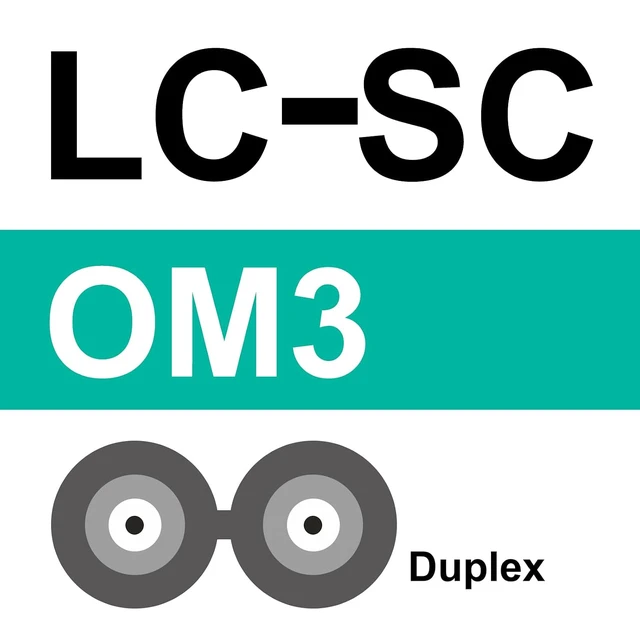 Alt view image 5 of 5 - Fiber Patch Cable - LC to SC OM3 10Gb/Gigabit Multi-Mode Jumper Duplex 50/125m LSZH Fiber Optic Cord, Aqua, 0.5-Meter(1.6ft)