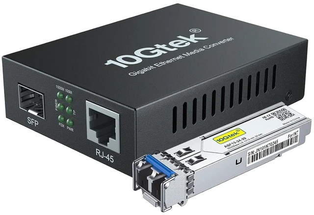 Main image of Gigabit Ethernet Media Converter, SingleMode Dual LC Fiber to Ethernet RJ45 Converter for 10/100/1000Base-Tx to 1000Base-LX, UL Certified, 1310-nm, up to 20-km