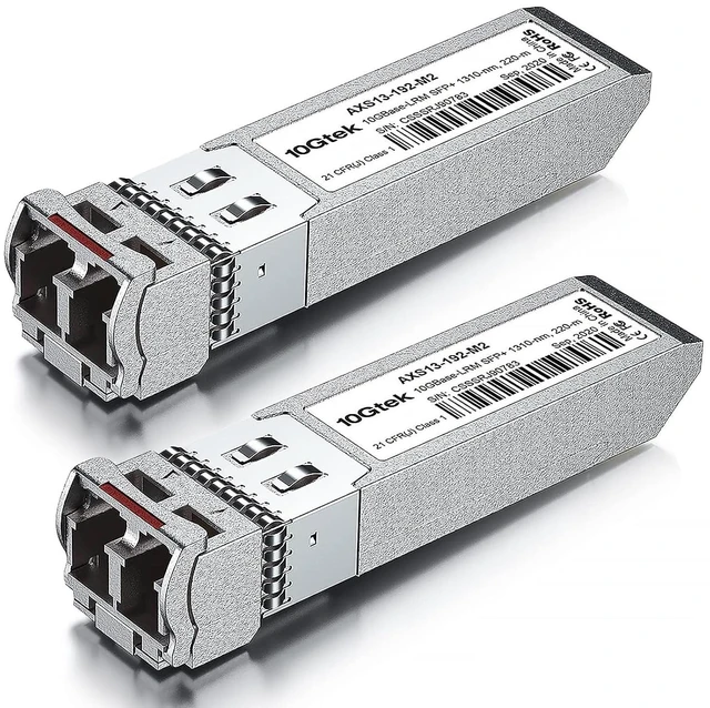 Main image of 10GBase-LRM SFP+ Transceiver, MMF MultiMode LC Fiber Optic Module, up to 220m, for Cisco SFP-10G-LRM, Meraki MA-SFP-10GB-LRM, Ubiquiti UniFi, Netgear, Supermicro, TP-Link and More,2 Pack