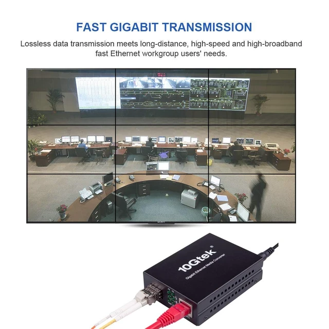 Alt view image 3 of 7 - Gigabit Ethernet Media Converter with a 1000Base-SX Module Included, MMF Dual LC Fiber to Ethernet RJ45 Converter for 10/100/1000Base-Tx to 1000Base-SX, UL Certified, up to 550m