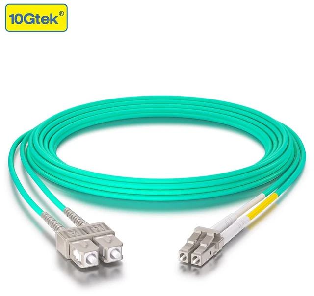 Alt view image 2 of 5 - Fiber Patch Cable - LC to SC OM3 10Gb/Gigabit Multi-Mode Jumper Duplex 50/125m LSZH Fiber Optic Cord, Aqua, 6-Meter(19.7ft)