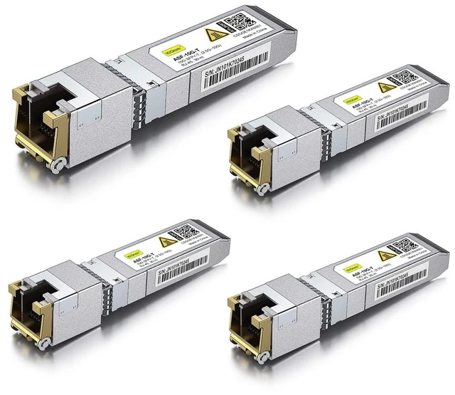 Main image of 10Gb SFP+ to RJ45 Transceiver, 10Gbase-T Ethernet Module Support 10G/5G/2.5G, up to 30 meters, Compatible with Cisco, Ubiquiti, Meraki, MikroTik, Supermicro and more (Model: RTL8261), Pack of 4