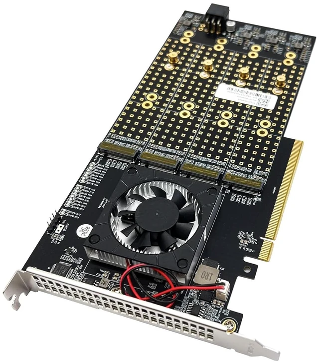 Main image of PCIe3.0 X16 to (8X) M.2 Adapter, for NVMe SSD, PEX8749 Controller with Bifurcation Function. Applicable to Windows Server/Windows/linux/VMwareESX/ESXi/FreeBSD14/Ubuntu System