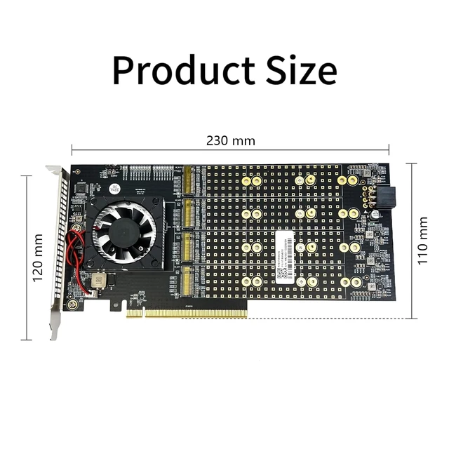 Alt view image 6 of 7 - PCIe3.0 X16 to (8X) M.2 Adapter, for NVMe SSD, PEX8749 Controller with Bifurcation Function. Applicable to Windows Server/Windows/linux/VMwareESX/ESXi/FreeBSD14/Ubuntu System