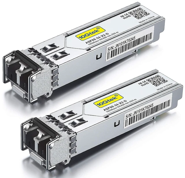Main image of 1000BASE-SX Gigabit SFP LC Multi-Mode Transceiver, Mini-GBIC Module for Cisco GLC-SX-MMD/GLC-SX-MM/SFP-GE-S, Ubiquiti UniFi UF-MM-1G, Meraki, Fortinet, TP-Link, 850nm, DDM, 550m, Pack of 2