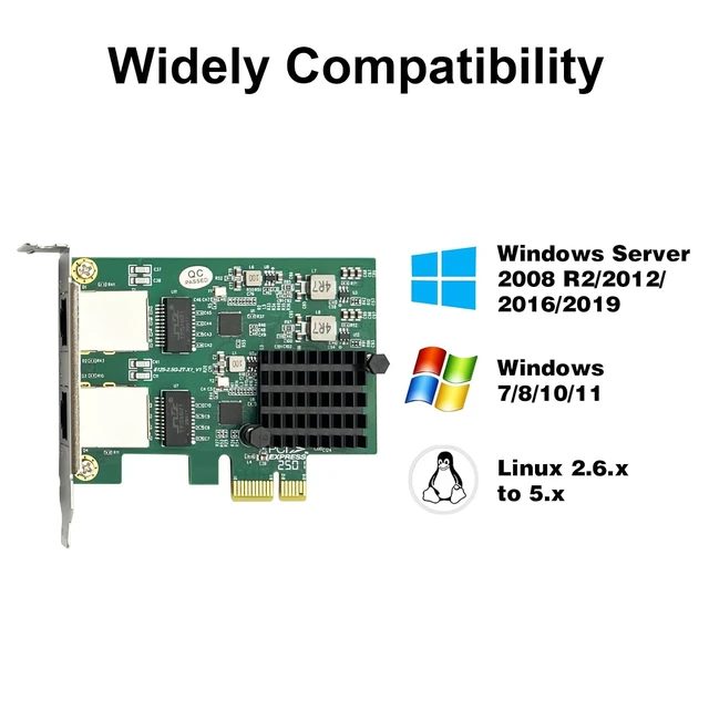 Alt view image 5 of 7 - 100M/1000M/2.5G NIC Network Card, Dual RJ-45 Port, with Realtek RTL8125BG Controller, Support Windows/Windows Server/Linux/Ubuntu/Centos/Vmware