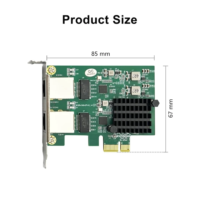 Alt view image 6 of 7 - 100M/1000M/2.5G NIC Network Card, Dual RJ-45 Port, with Realtek RTL8125BG Controller, Support Windows/Windows Server/Linux/Ubuntu/Centos/Vmware