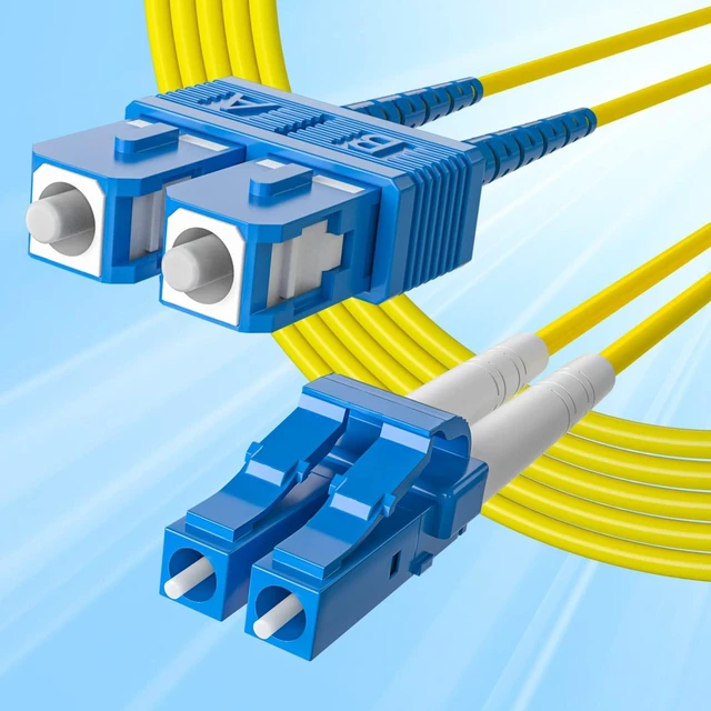 Main image of Fiber Patch Cable - LC to SC OS2 1G/10G Singlemode Jumper Duplex 9/125 LSZH Fiber Optic Cord, Yellow, 0.3-Meter(1-ft)