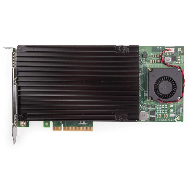 Alt view image 3 of 6 - PCIe 3.0 x8 NVMe SSD Card, 4-Port M.2 U.2 Expansion with PEX8724 Controller, Aluminum Heatsink & Fan, Non-Bifurcation Motherboards, 2230/2242/2260/2280/22110 SSDs, Includes Full-Height Bracket