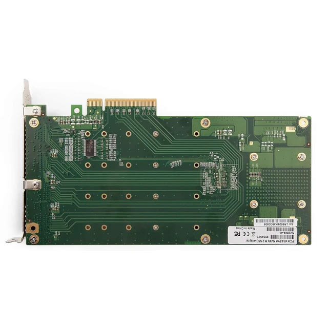 Alt view image 5 of 6 - PCIe 3.0 x8 NVMe SSD Card, 4-Port M.2 U.2 Expansion with PEX8724 Controller, Aluminum Heatsink & Fan, Non-Bifurcation Motherboards, 2230/2242/2260/2280/22110 SSDs, Includes Full-Height Bracket