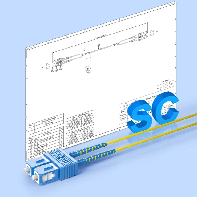 Alt view image 6 of 6 - Fiber Patch Cable - SC to SC OS2 10Gb/Gigabit Singlemode Jumper Duplex 9/125 LSZH Fiber Optic Cord, Yellow, 2.5-Meter(8.2-ft)