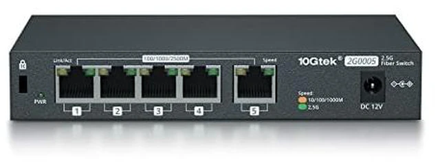 Alt view image 4 of 7 - 5-Port 2.5G Multi-Gigabit Ethernet Network Switch, 5 x 2.5GBASE-T Compatible with 10/100/1000/2500Mbps, Plug & Play | Ethernet Splitter
