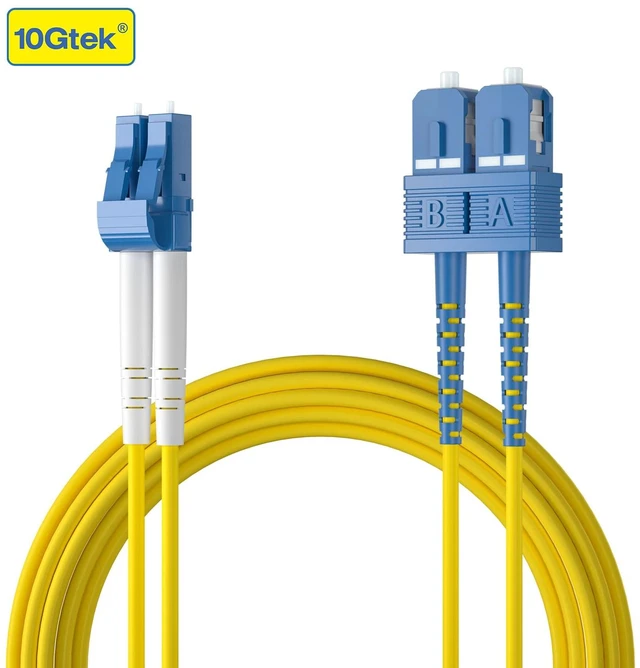 Alt view image 3 of 5 - Fiber Patch Cable - LC to SC OS2 1G/10G Singlemode Jumper Duplex 9/125 LSZH Fiber Optic Cord, Yellow, 0.3-Meter(1-ft)