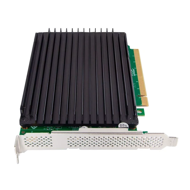 Alt view image 2 of 6 - PCIe 3.0 x16 to Quad M.2 NVMe Adapter Card, 4-Port M.2 SSD for 2230/2242/2260/2280, Requires Motherboard BIOS Support for Bifurcation, with Aluminum Heatsink, Only Includes Full-Height Bracket