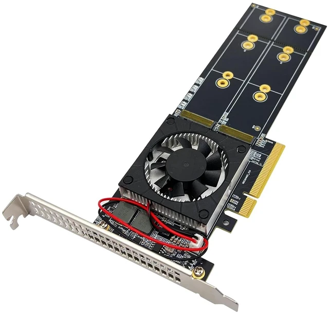 Main image of PCIe3.0 x8 to (4X) M.2 Adapter, for NVMe SSD, PEX8747 Controller with Bifurcation Function, Applicable to Windows Server/Windows/Linux/VMwareESX/ESXi/FreeBSD14/Ubuntu System