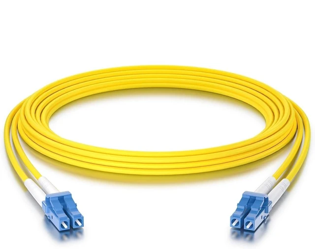 Main image of Fiber Patch Cable - LC to LC OS2 10Gb/Gigabit Singlemode Jumper Duplex 9/125 LSZH Fiber Optic Cord for SMF SFP Transceiver, Yellow, 1.5-Meter(4.9-ft), 4-Pack