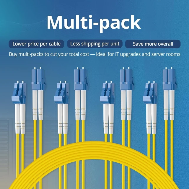 Alt view image 7 of 7 - Fiber Patch Cable - LC to LC OS2 10Gb/Gigabit Singlemode Jumper Duplex 9/125 LSZH Fiber Optic Cord for SMF SFP Transceiver, Yellow, 1.5-Meter(4.9-ft), 4-Pack