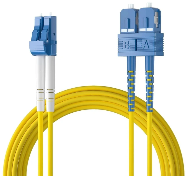Main image of Fiber Patch Cable - LC to SC OS2 1G/10G Singlemode Jumper Duplex 9/125 LSZH Fiber Optic Cord, Yellow, 30-Meter(98.4-ft)