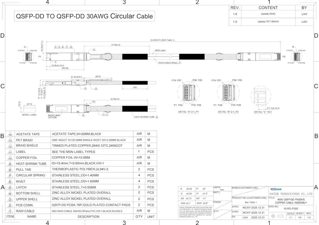 Alt view image 3 of 6 - 400GBASE QSFP-DD to QSFP-DD Passive Direct Attach Copper Twinax Cable, for Juniper QDD-400G-DAC-1M, 1-Meter(3.3ft)