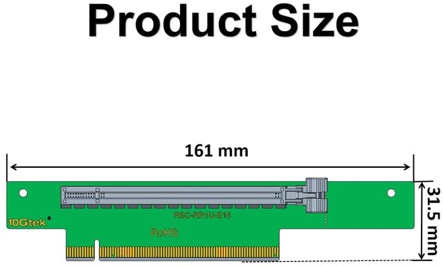 Alt view image 3 of 6 - PCIe x16 Riser Card, 270-Degree R-Angle Riser Adapter Card for 1U 2U, Compatible with Supermicro Riser Card RSC-RR1U-E16