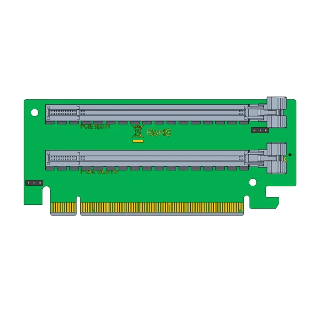 Alt view image 6 of 7 - PCIe 3.0 x16 Riser Card - 270° Right-Angle Adapter with EMI Shielding, Dual-Slot for Intel Xeon E5 Servers (2U Height), Model RS44SR-2(210), Gen3 Compatible