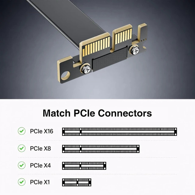 Alt view image 2 of 7 - PCIe 3.0 x1 Riser Cable, Male 90° to Female 90° EMI-Shielded GPU Jumper Cable for Graphics Cards, 20cm/0.66ft