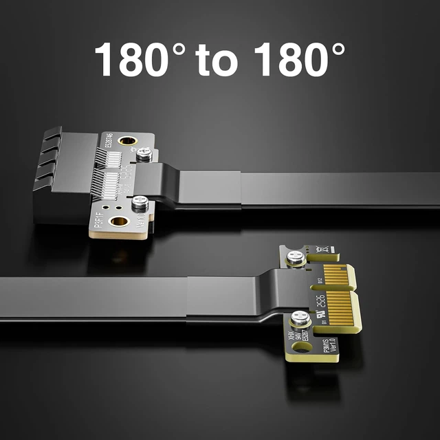 Alt view image 7 of 7 - PCIe 3.0 x1 Riser Cable, Male 180° to Female 180° EMI-Shielded GPU Jumper Cable for Graphics Cards, 40cm/1.31ft